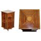 Edwardian burr walnut revolving bookcase with Sheraton inlays circa 1900