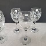 6 decorative stem glasses – 1970s glassware