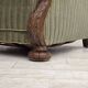 1950s, Danish relax armchair, green furniture velour, carved oak wood.