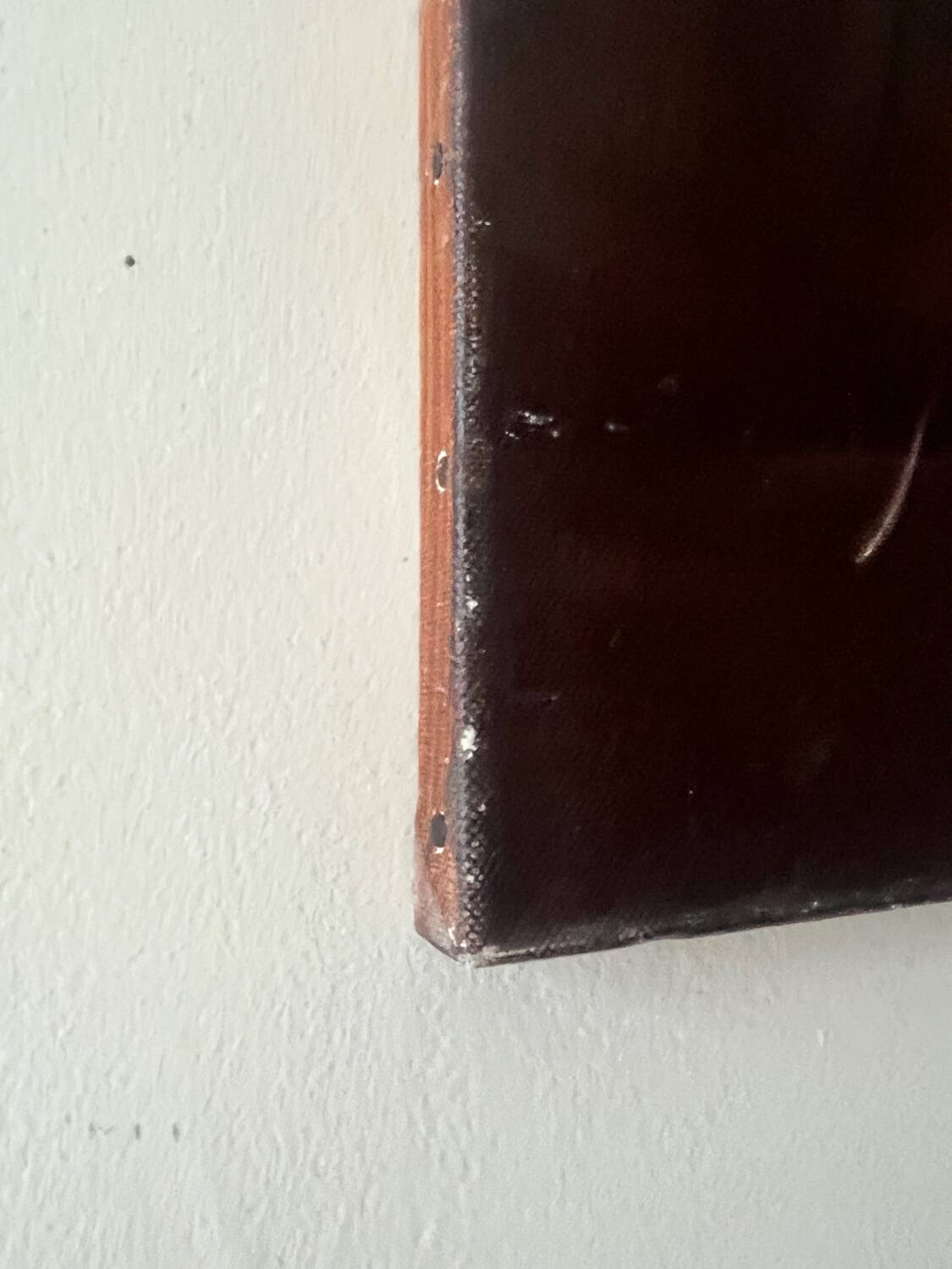 Oil painting on canvas, black and brown composition, 1974