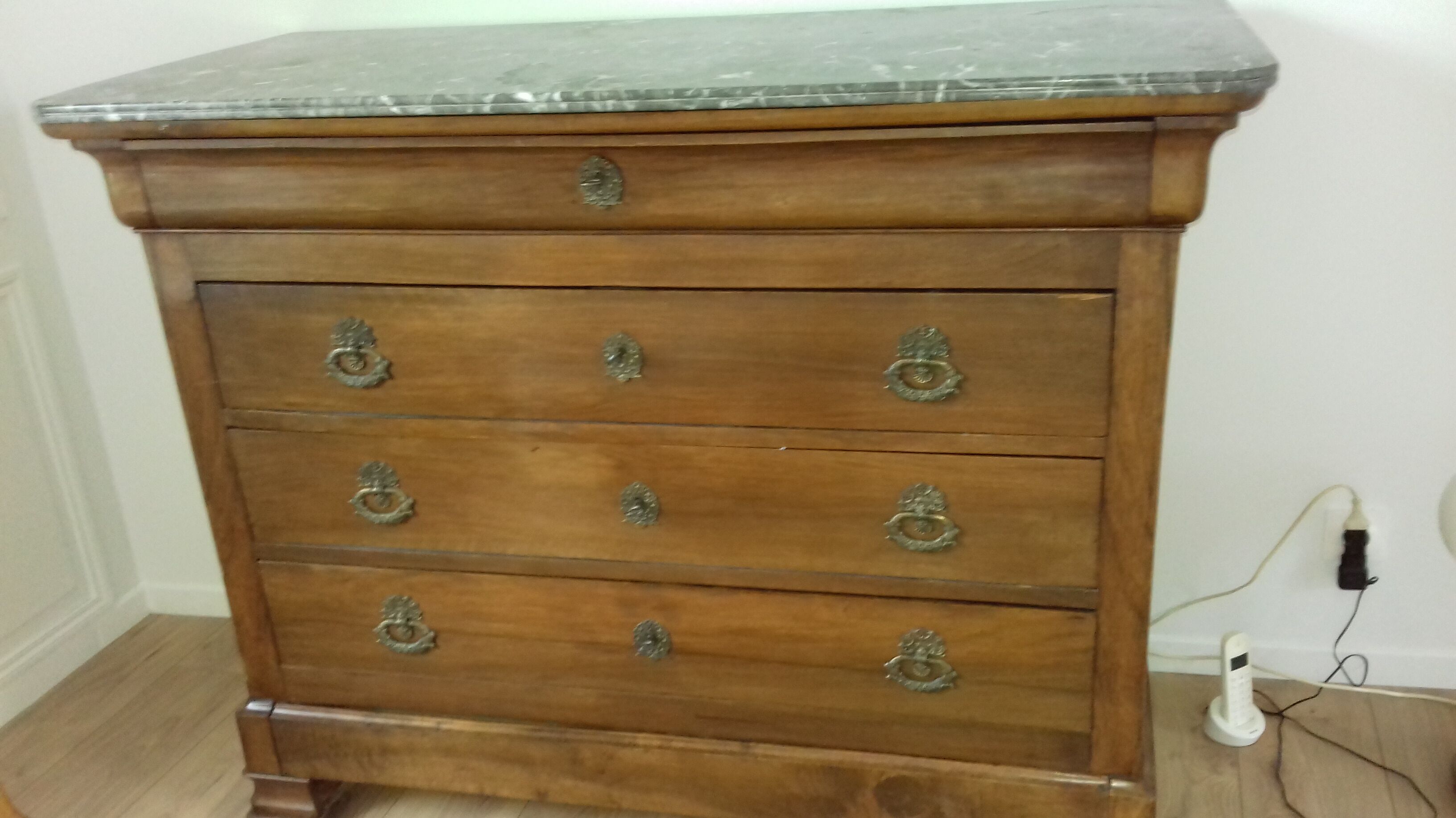 Convenient Louis Philippe plateau with marble