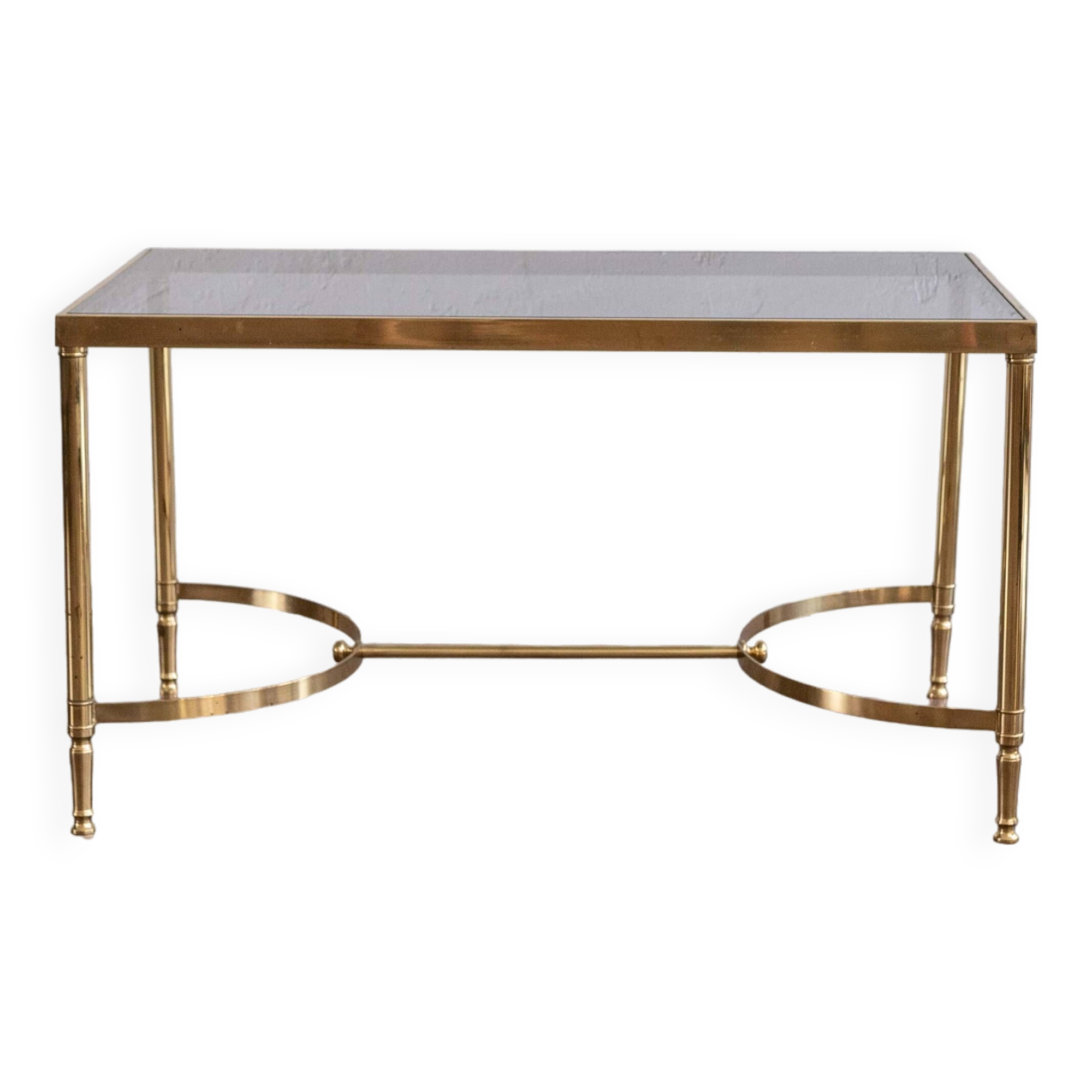 Table basse vintage en laiton fabriquée en France, 1950s