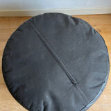 Black patchwork leather pouf from Sède