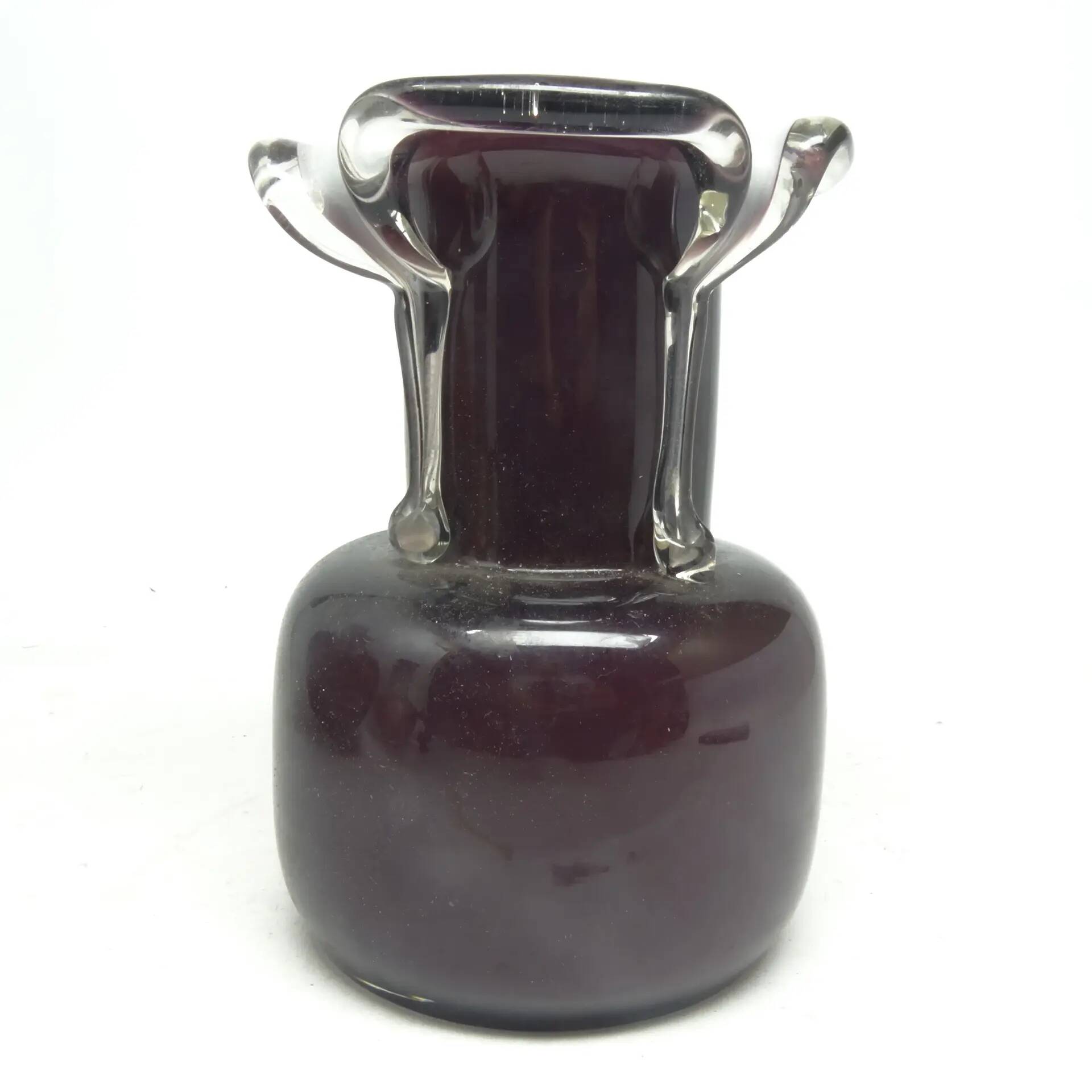 Mid-century modern vase, purple glass, Poland, 1970s