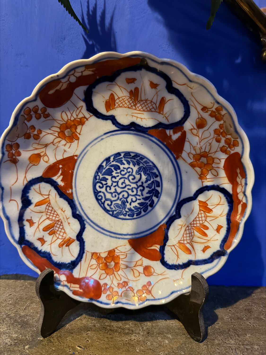 Pair of antique Imari style porcelain plates - 19 cm - 19th century