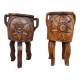 Pair of antique brutalist planters, Savoyard folk art