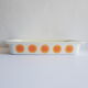 Rectangular oven dish orange patterns seventies Pyroflam electro vintage