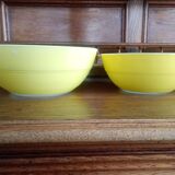 Duralex vintage lemon yellow - 2x glass salad bowls - 23cm & 27cm - france