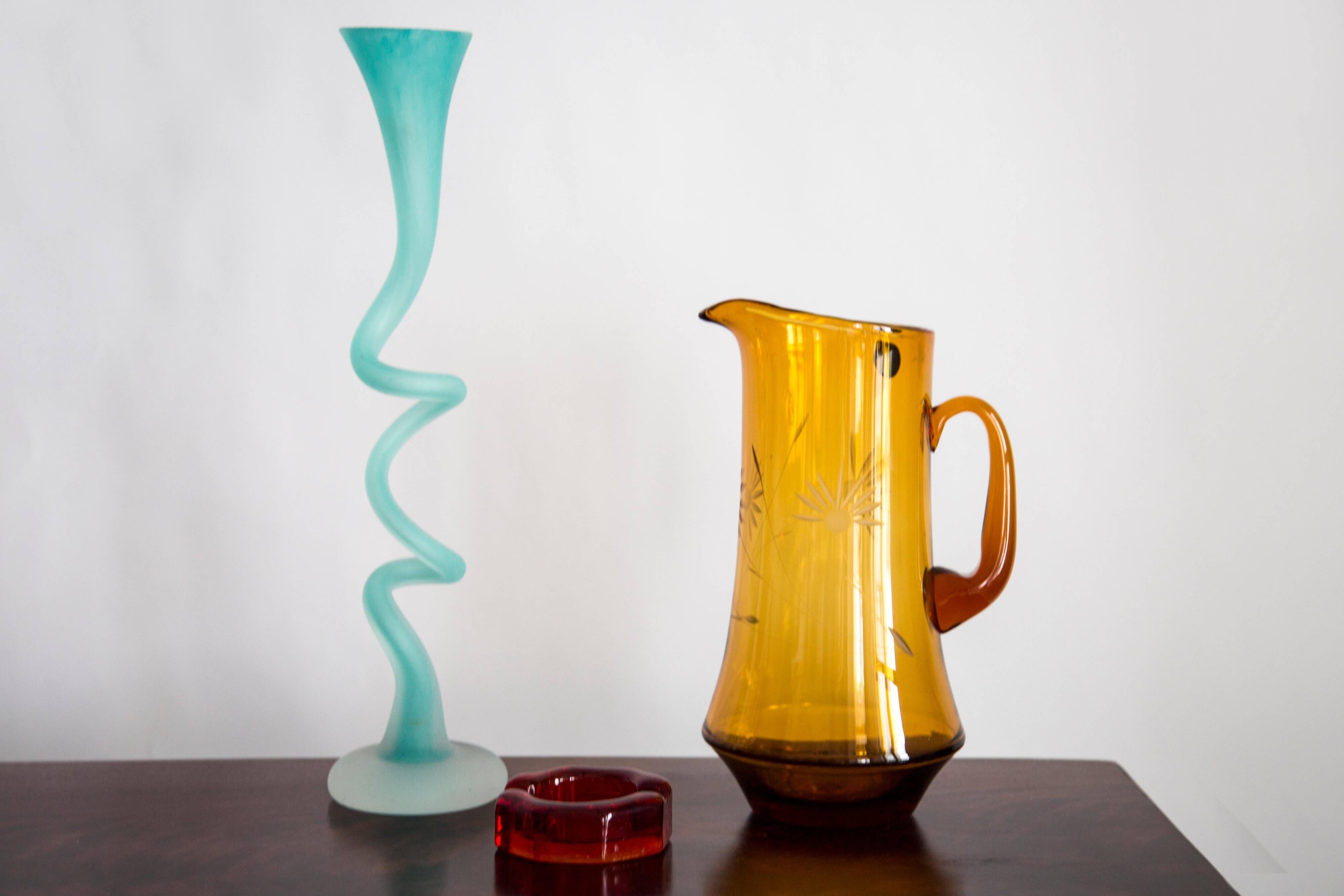 Twisted green vase from the mid-century.