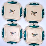 Dessert service in Petits Oiseaux slip, 9 plates