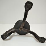 Brutalist candle holder design iron black patina 60s