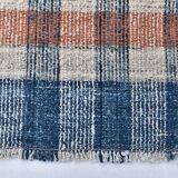 85x325 cm Runner Rug, Blue Terracota Hand made Rug, Made With Wool.