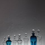 Holmegaard "Klukflasker", Set of 7 Mouth Blown Cluck Bottles or Decanters