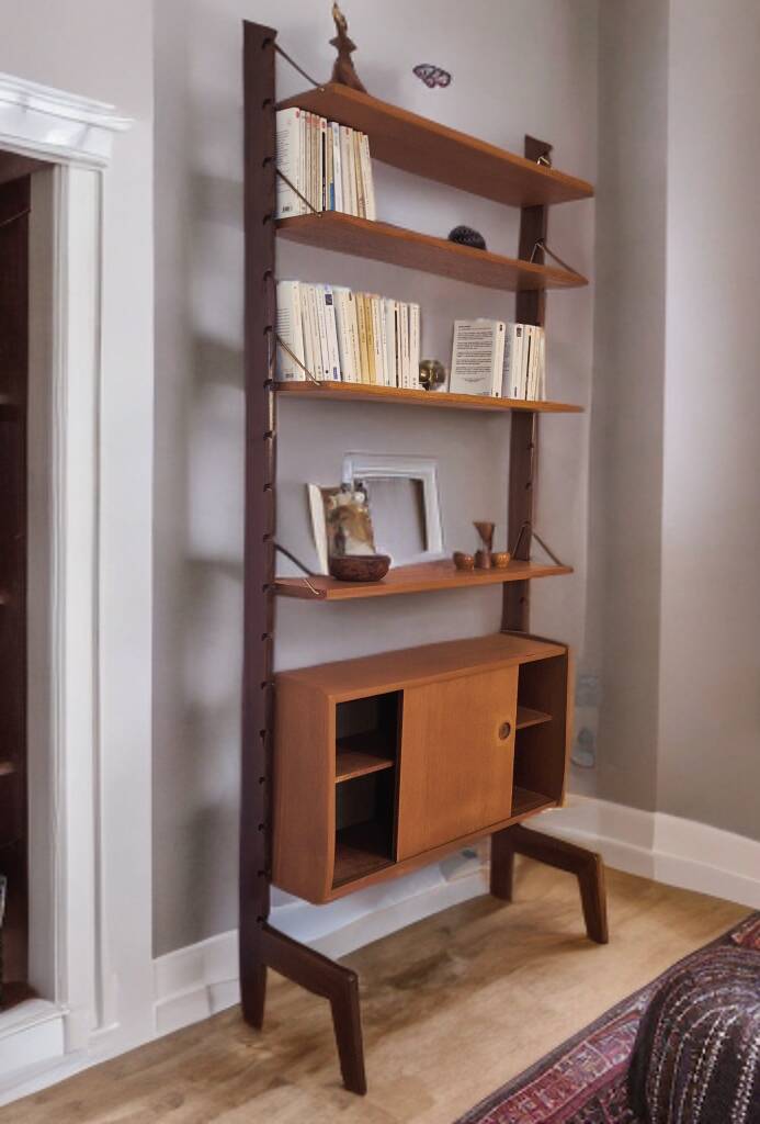 Teak shelving unit, Vintage Scandinavian 1960s