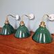 Brass wall light with green enamelled sheet metal, Mid-Century