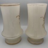 Pair of vases in opaline decoration of motifs of garlands, edges of gold, xixth
