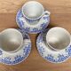 Set of 3 tea cups and their earthenware cups