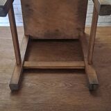 Stained brown wood stool 1940 with locker extra furniture decoration kitchen workshop veranda