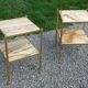 Pair of neoclassical side tables in bronze, brass, marble, and o.