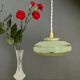 Vintage lampshade pendant lamp in green and gold granite glass