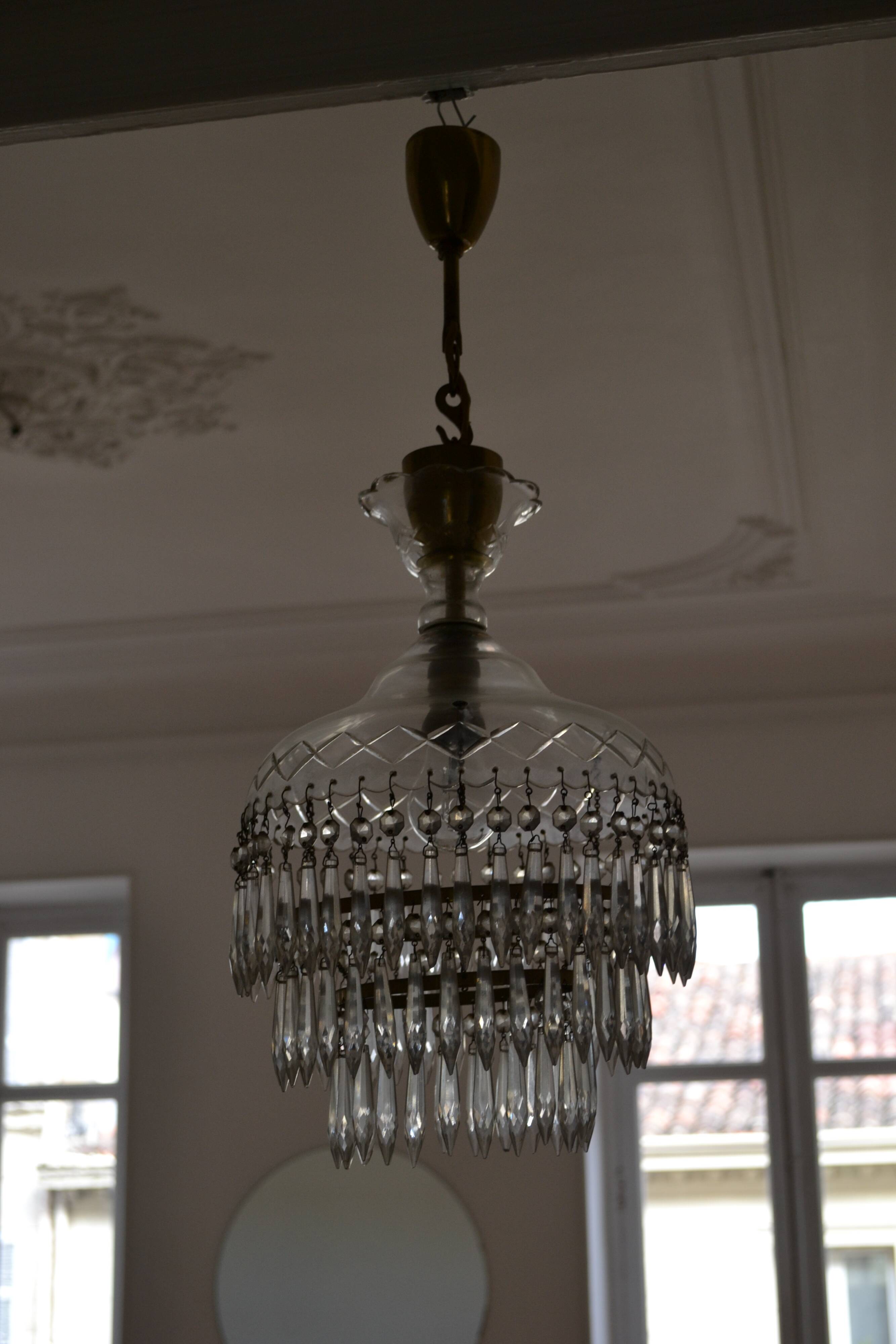 Vintage chandelier entirely made of crystal