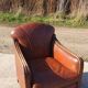 Vintage leatherette brown Art deco style chair 1950s
