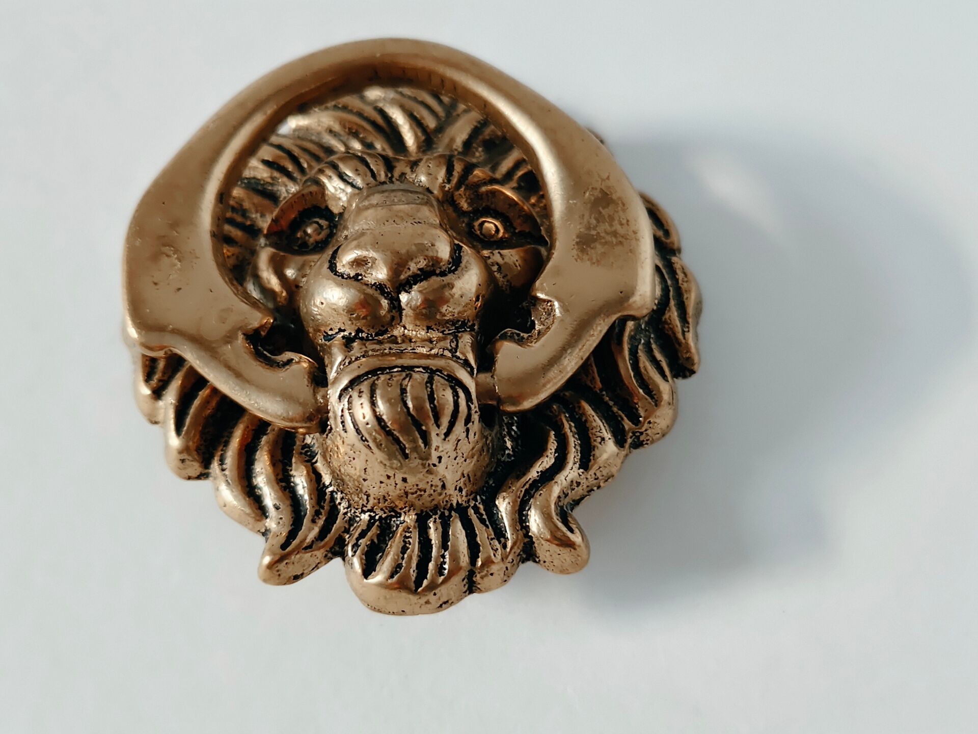 Lion Head Door Knocker in Solid Brass, Antique Door Handle