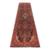 Long Vintage Oriental Runner Rug, Herati Wool Handwoven Hallway Carpet, 85 x 365
