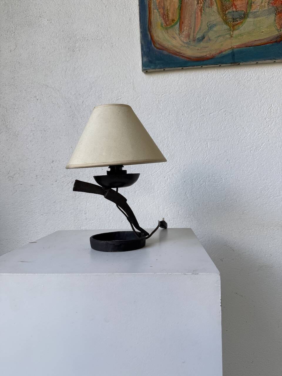 Brutalist metal lamp from the 50s