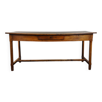 Very nice light antique French dining table with drawer from the late 18th century