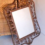 Miroir en rotin peacock vintage