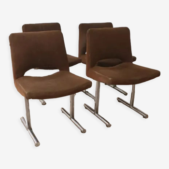 Lot de 4 chaises design annees 70 Georges Frydman vintage