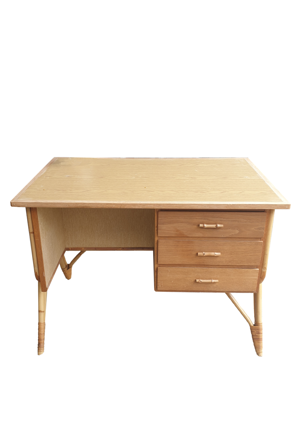 60's double-sided rattan desk