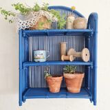 Vintage shelf in Klein blue rattan