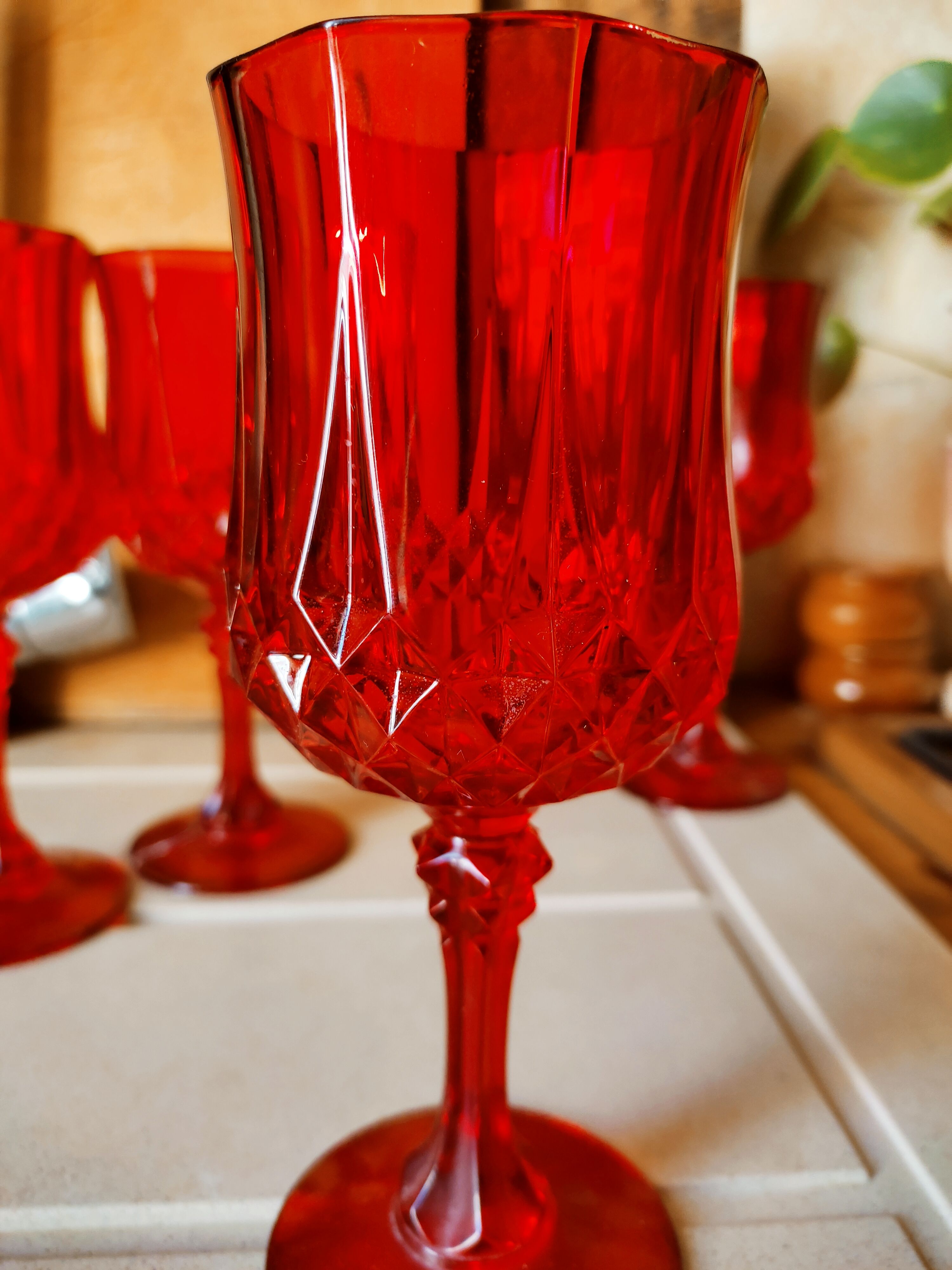 4 Ruby Longchamp glasses by Cristal d'Arques