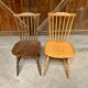 Series lot of 8 chairs bistrot Baumann modele menuet light wood dark wood