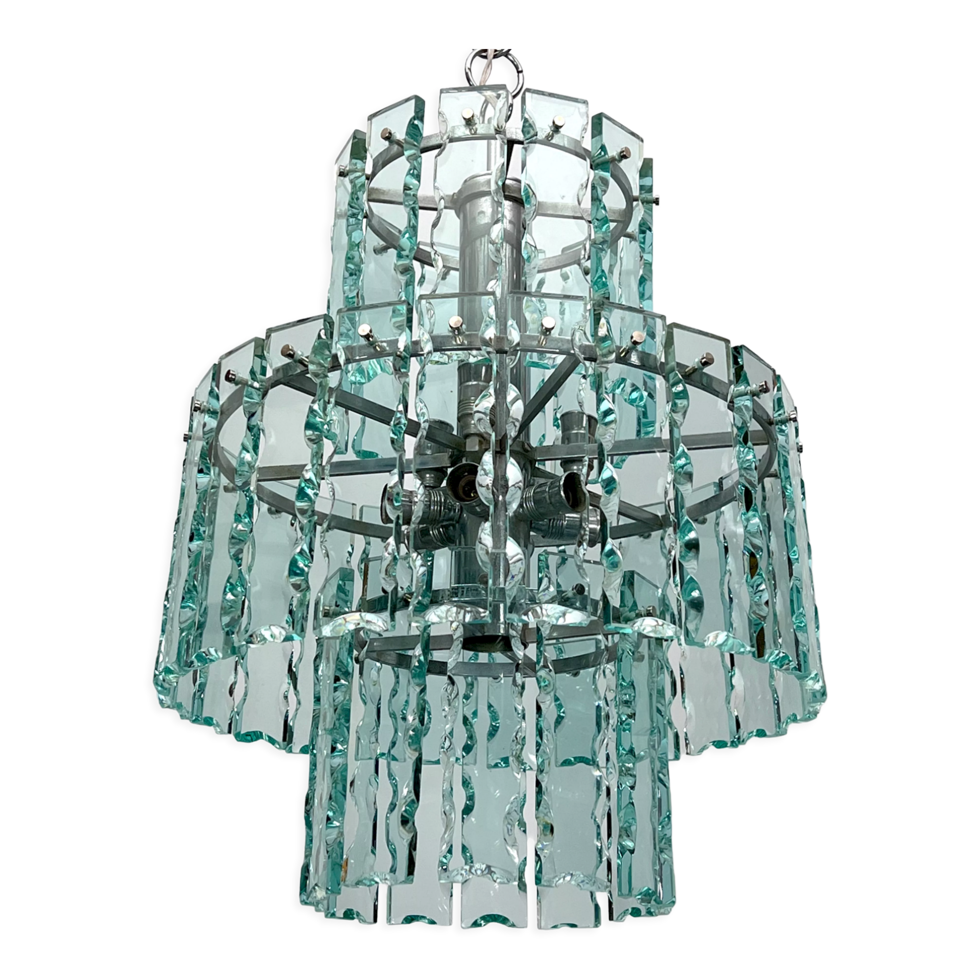 Italian cut glass chandelier by Zero Quattro. 1970s