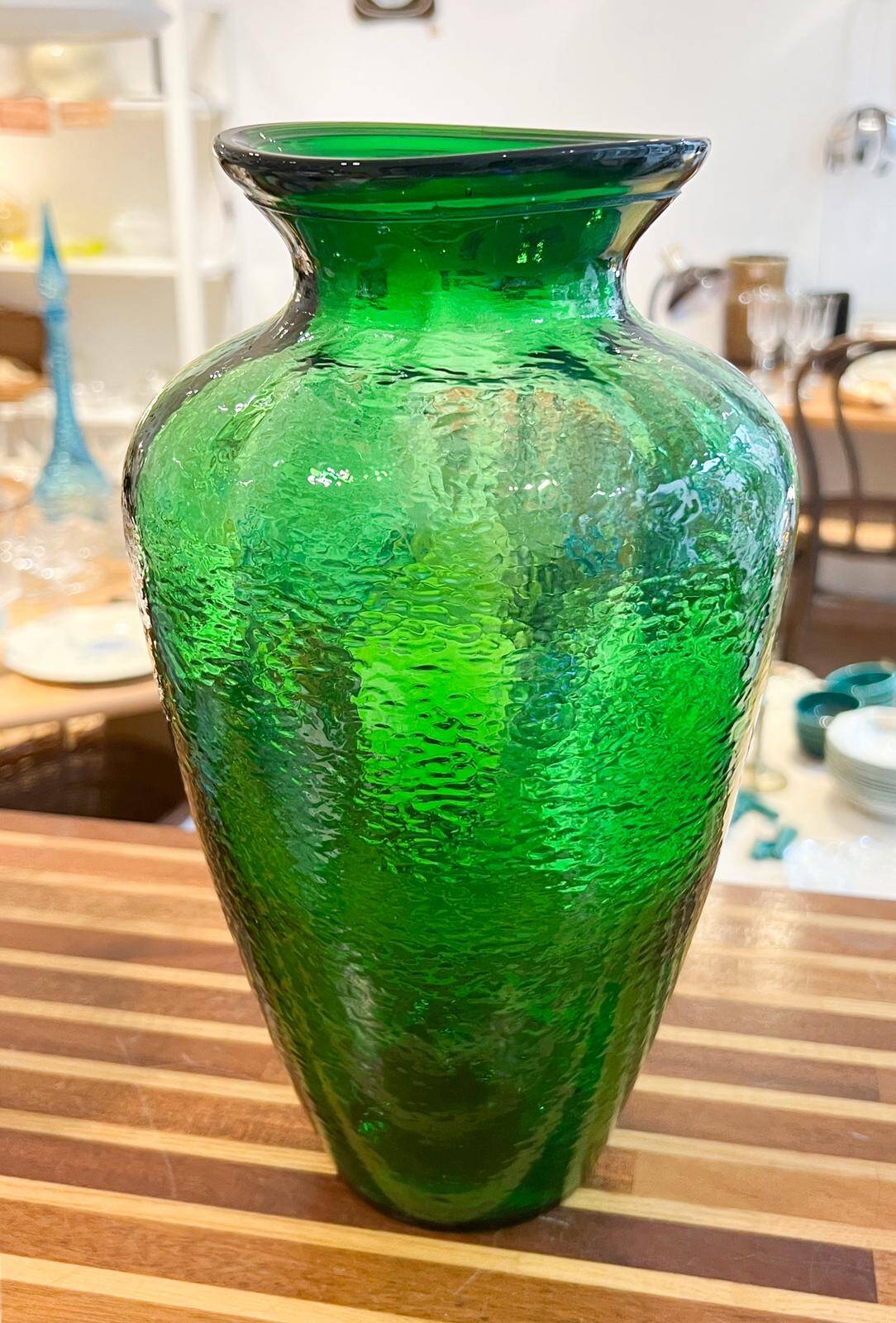 Green glass vase 30 x 17 cm