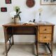 Vintage bamboo and wood rattan desk