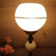 Lampe art déco 1930 laiton, albâtre, globe verre de Clichy rose