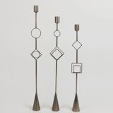 Set of three 1970s design candlesticks