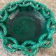 Large ceramic dish from Vallauris with green enamelled rope