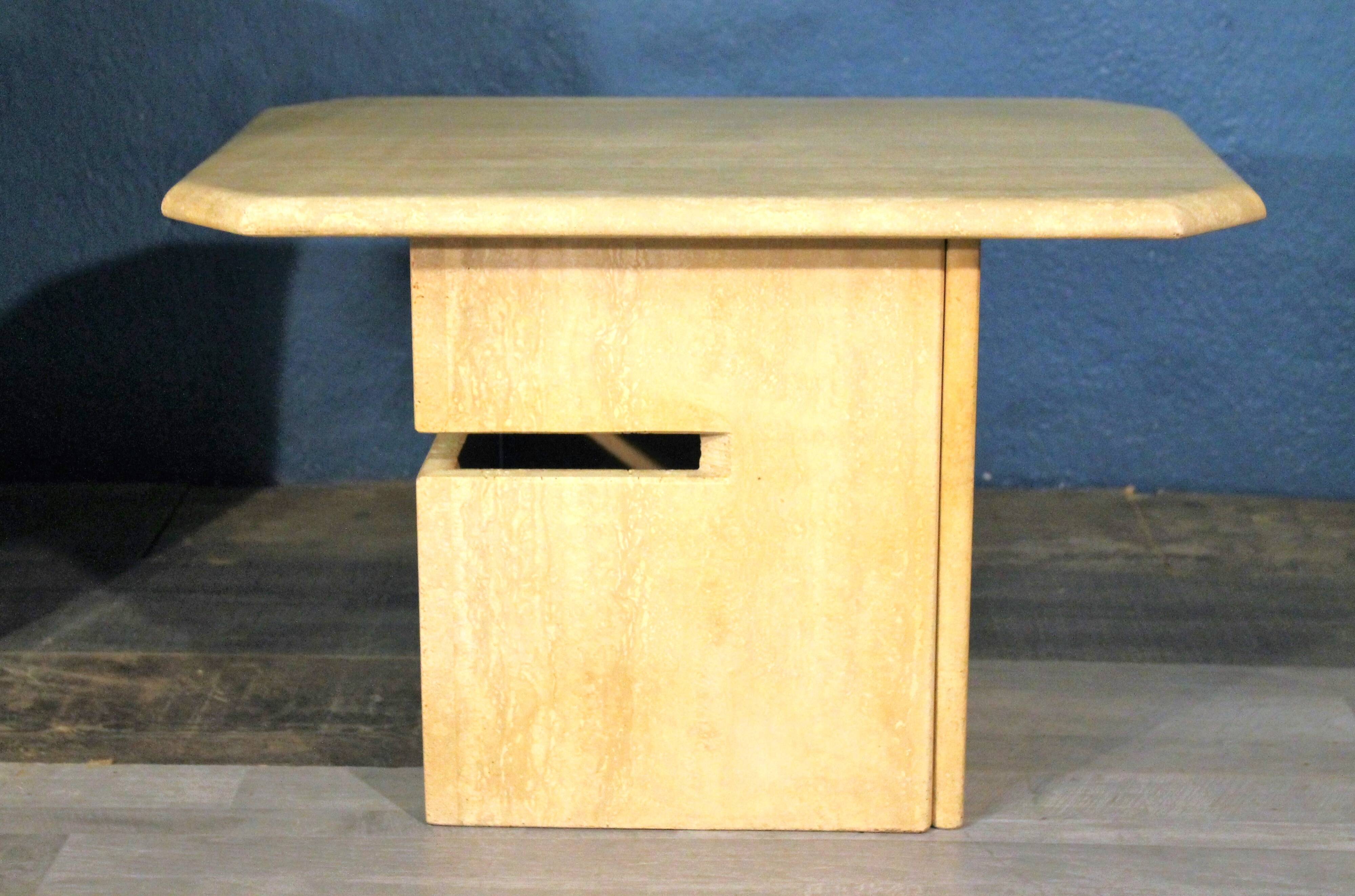 1960s travertine side table