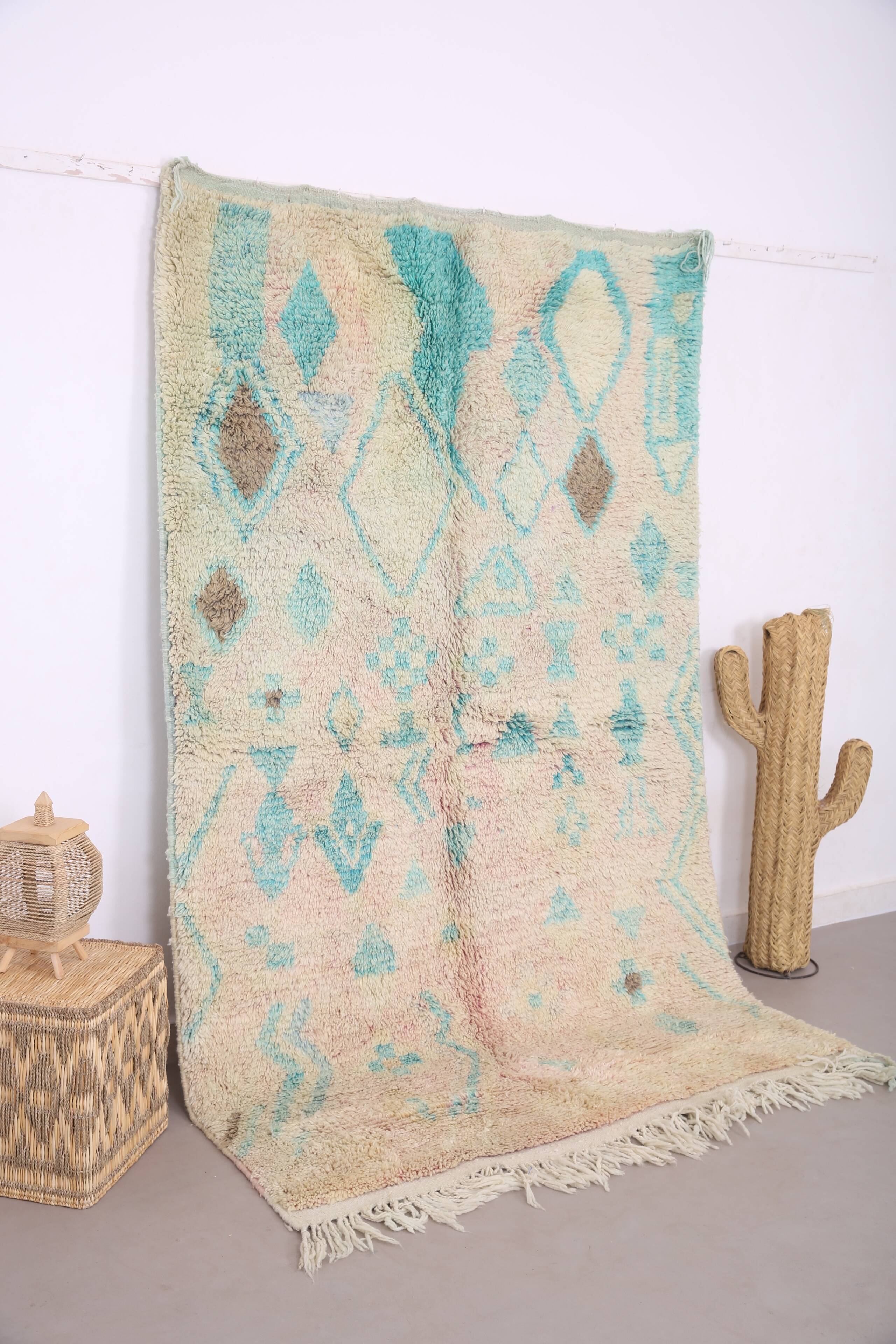 Turquoise Vintage Boujaad Rug 158 cm x 262 cm - Moroccan Wool rug Handmade