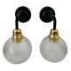 Set of two vintage electrified electrified glass wall lamps