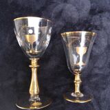 2 verres "souvenir de communion" en verre cristallin