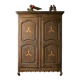 Antique French rustic wardrobe with star inlays.