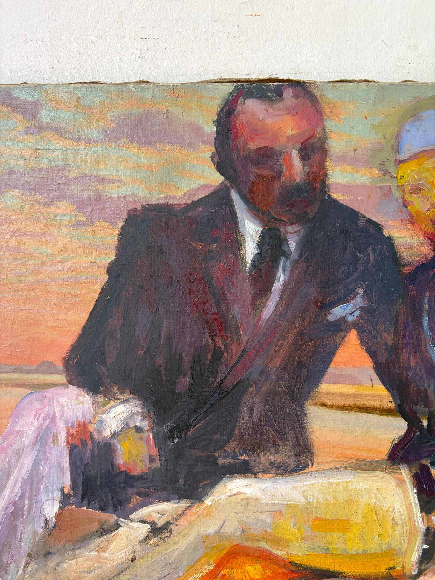 Family portrait at the beach signed Patrice Landauer