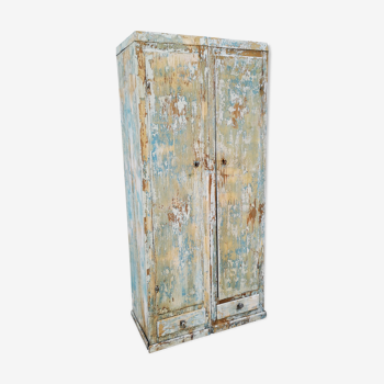 Old blue patinated wardrobe