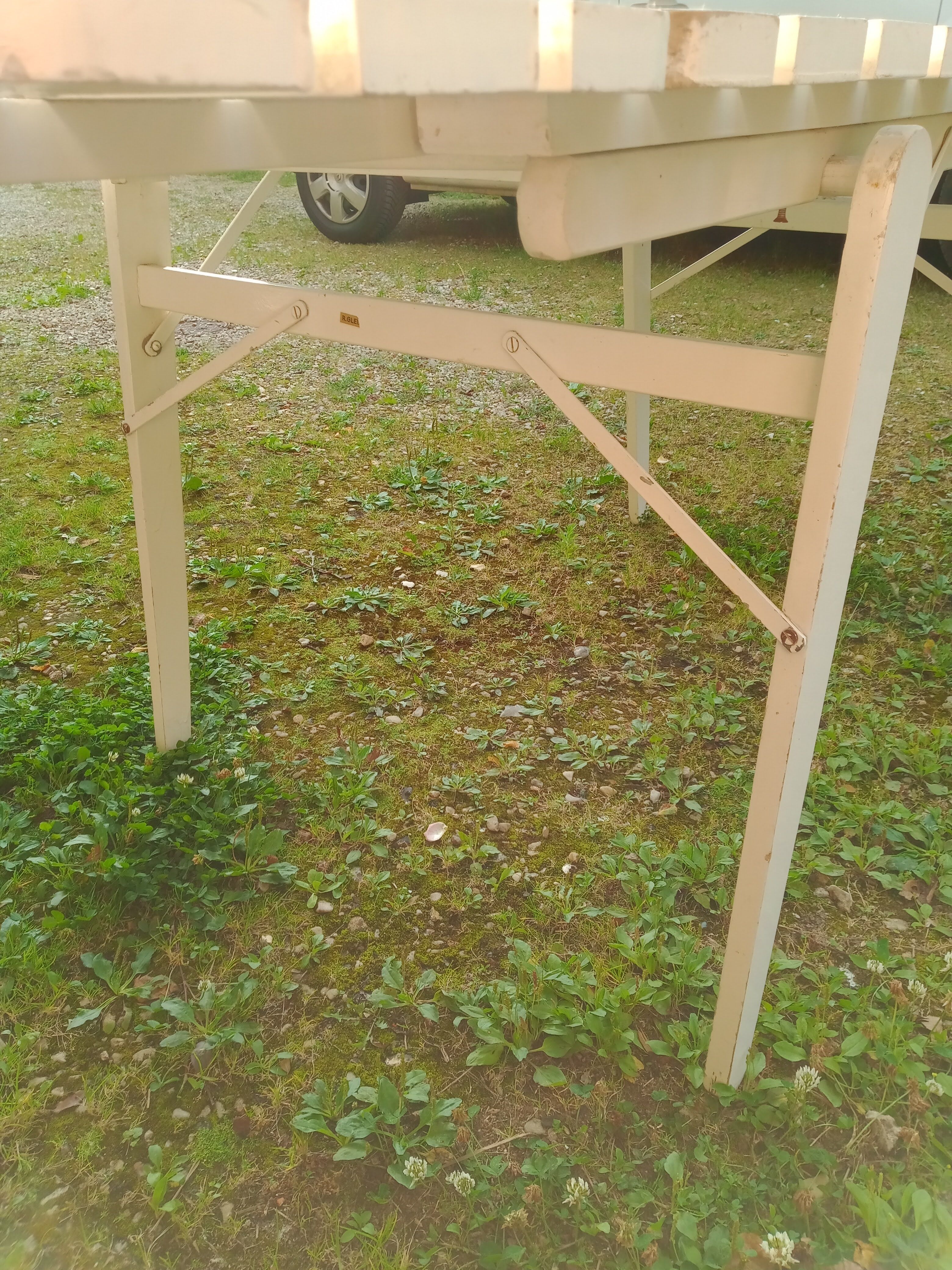 Vintage garden furniture R Gleizes in white painted wood